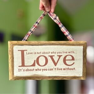 Wooden Rustic Plaid Handle Family Cottagecore Farmhouse Rustic Wall Sign